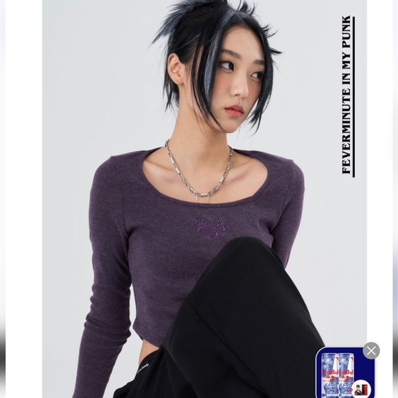 BNWT F.minute FEVERMINUTE WORLD Korean runway brand crop long sleeve RARE - Picture 3 of 10